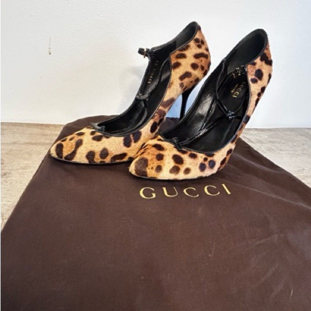 Gucci Brown and Black Animal Print Heels